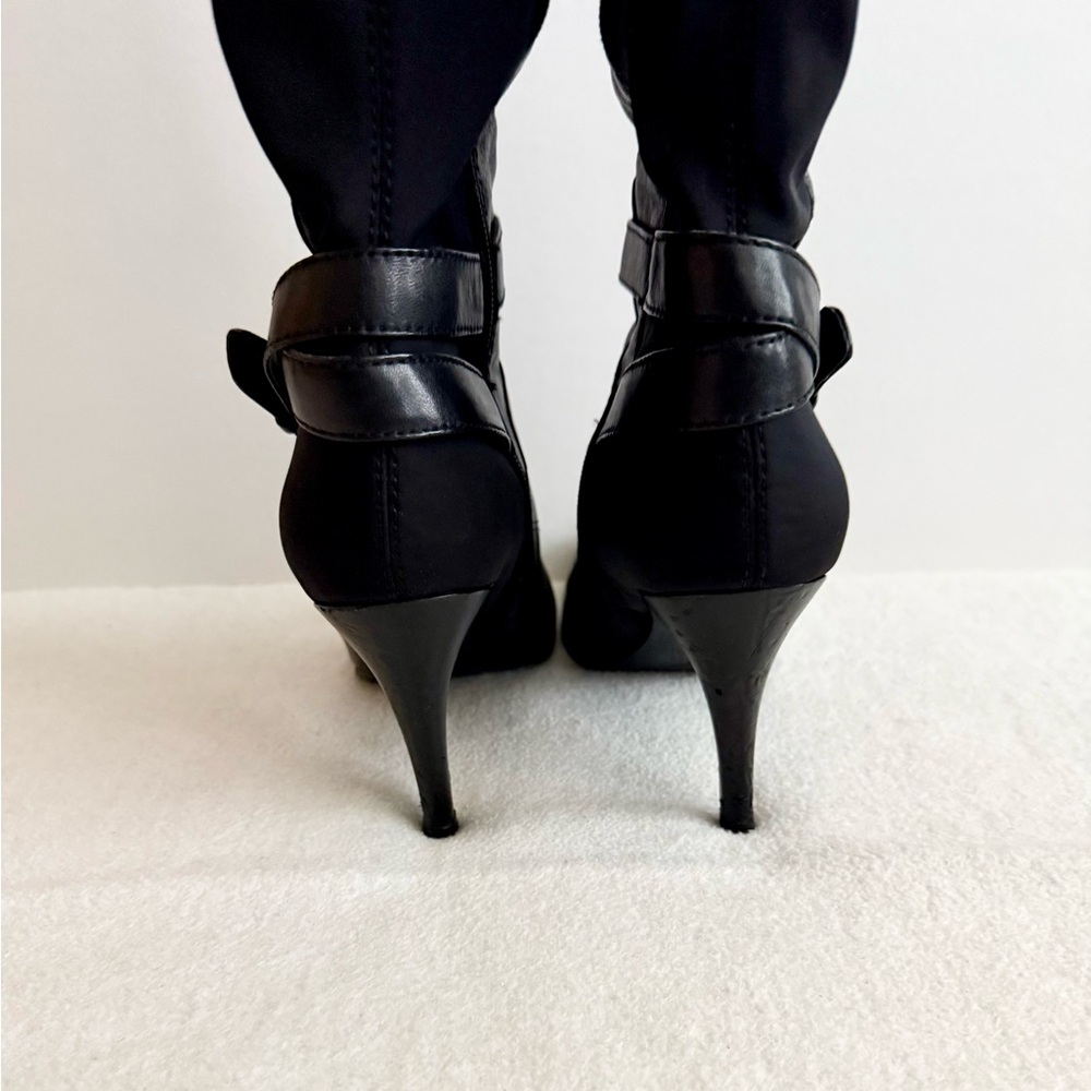 Nine West Black Leather Knee High Heel Boots Size 8.5 - Picture 9 of 12